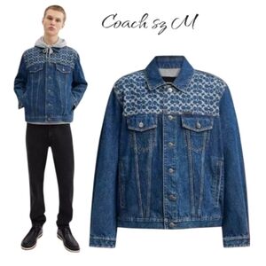 NWT Coach Men's Blue Denim Jeans Trucker Jacket sz M